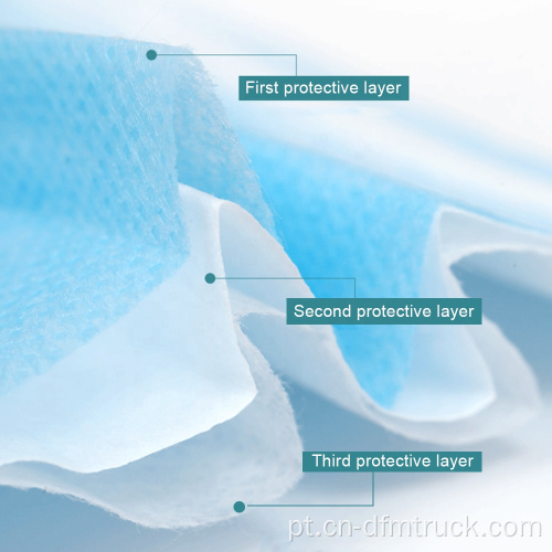 Máscara facial descartável de 3 camadas não tecida